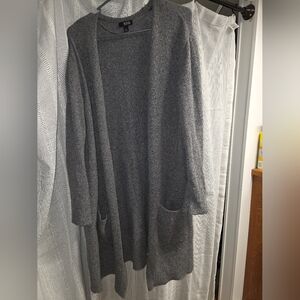 a.n.a Gray Open-Front Long Cardigan with Pockets